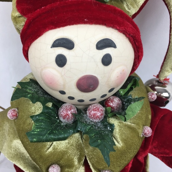 Jolly Green & Red Velvet Holiday Elf - Picture 7 of 7